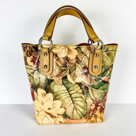 MAURIZIO TAIUTI Beautiful Floral Italian Leather Tote - Picture 2 of 9